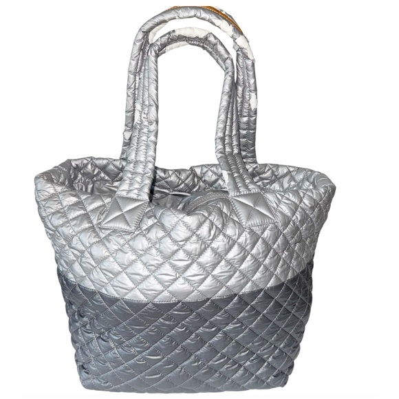 MZ Wallace Large Metro Tote Tin/Steel Metallic Travel Business Professional - Picture 3 of 16